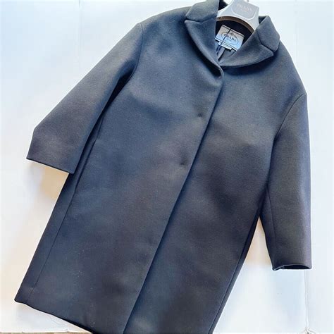 MAKE OFFER Prada Soprabito Panno Bleu Cocoon Coat 